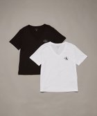 【カルバンクライン/Calvin Klein】の【公式ショップ】 カルバンクライン Tシャツ(2枚パック) - ショートスリーブVネックTシャツ Calvin Klein Jeans 47C906G 人気、トレンドファッション・服の通販 founy(ファニー) ファッション Fashion レディースファッション Fashion for Women トップス・カットソー Cut & Sew Tops シャツ・ブラウス・オフィスカジュアル Elegant Blouses & Button-Ups ロングTシャツ・Tシャツ Longline T-Shirts & Tees Vネックトップス V-Neck Tops / V-Cut Neckline Shirts インナー Innerwear ショート Short, Short Length ジャケット Jacket, Outerwear スリーブ Sleeve, Long Sleeve / Short Sleeve プリント Print, Printed Pattern ワンポイント One Point, Statement Accent 半袖 Short Sleeve, Half Sleeve thumbnail Black / Brilliant White|ID: prp329100004773183 ipo3291000000034586338