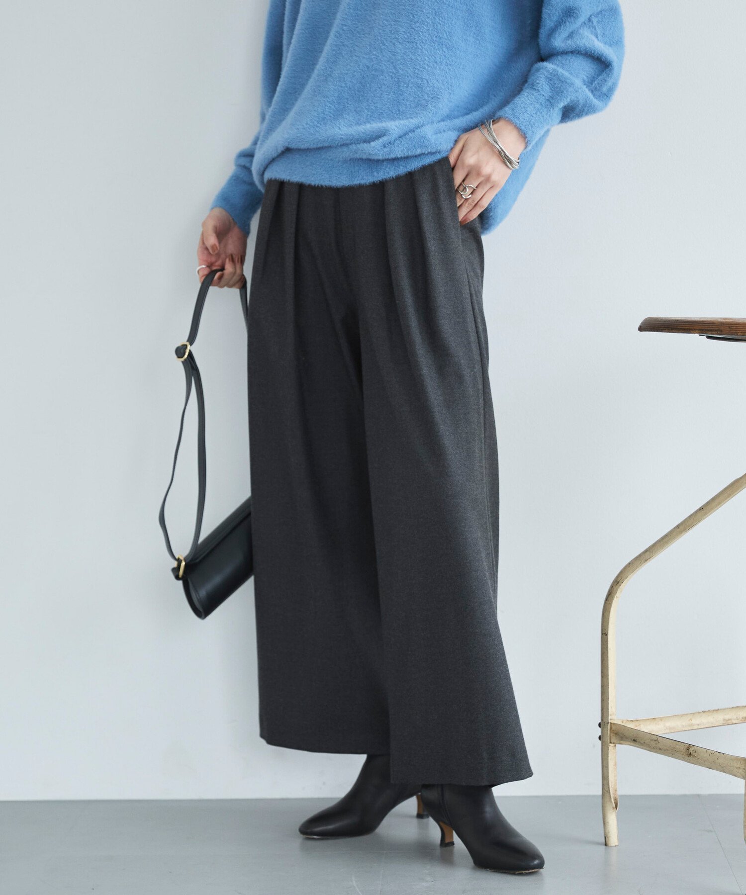 【ドゥ アルシーヴ/Doux archives】の両面起毛タックワイドパンツ インテリア・キッズ・メンズ・レディースファッション・服の通販 founy(ファニー) 　ファッション　Fashion　レディースファッション　Fashion for Women　パンツ　Pants & Trousers　人気　Popular, Best Seller　ワイド　Wide, Wide Fit　冬　Winter / This Winter　CHARCOAL GRAY|ID: prp329100004773197 ipo3291000000034586625