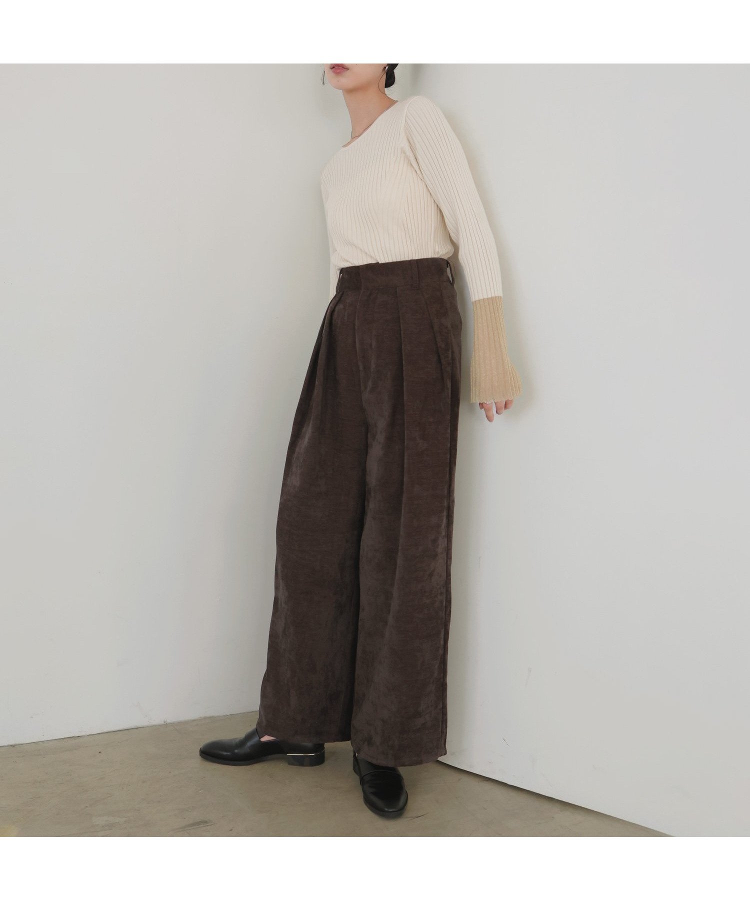 【リアン/Lian】のベロアタックワイドパンツ インテリア・キッズ・メンズ・レディースファッション・服の通販 founy(ファニー) 　ファッション　Fashion　レディースファッション　Fashion for Women　パンツ　Pants & Trousers　スラックス　Slacks, Dress Pants　ベロア　Velour, Soft Velvet　ブラウン|ID: prp329100004773201 ipo3291000000034586676