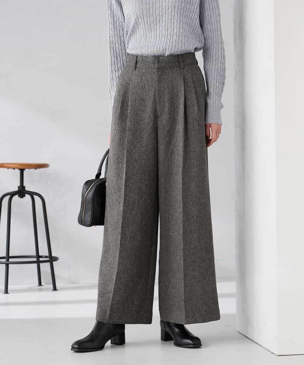 【アー ヴェー ヴェー/a.v.v】の【マシンウォッシャブル】ツイード調ワイドパンツ 人気、トレンドファッション・服の通販 founy(ファニー) 　ファッション　Fashion　レディースファッション　Fashion for Women　パンツ　Pants & Trousers　春　Spring　秋　Autumn　コンパクト　Compact, Small Size　スウェット / スエット　Sweatshirt, Sweatwear　ツイード　Twill, Twill Weave　ワイド　Wide, Wide Fit　冬　Winter / This Winter　A/W・秋冬　Autumn/Winter　再入荷　Restock / Back in Stock　おすすめ　Recommended / Our Picks　夏　Summer　ビジネス 仕事 通勤　Business / Work / Commuting　 other-1|ID: prp329100004773206 ipo3291000000034586799