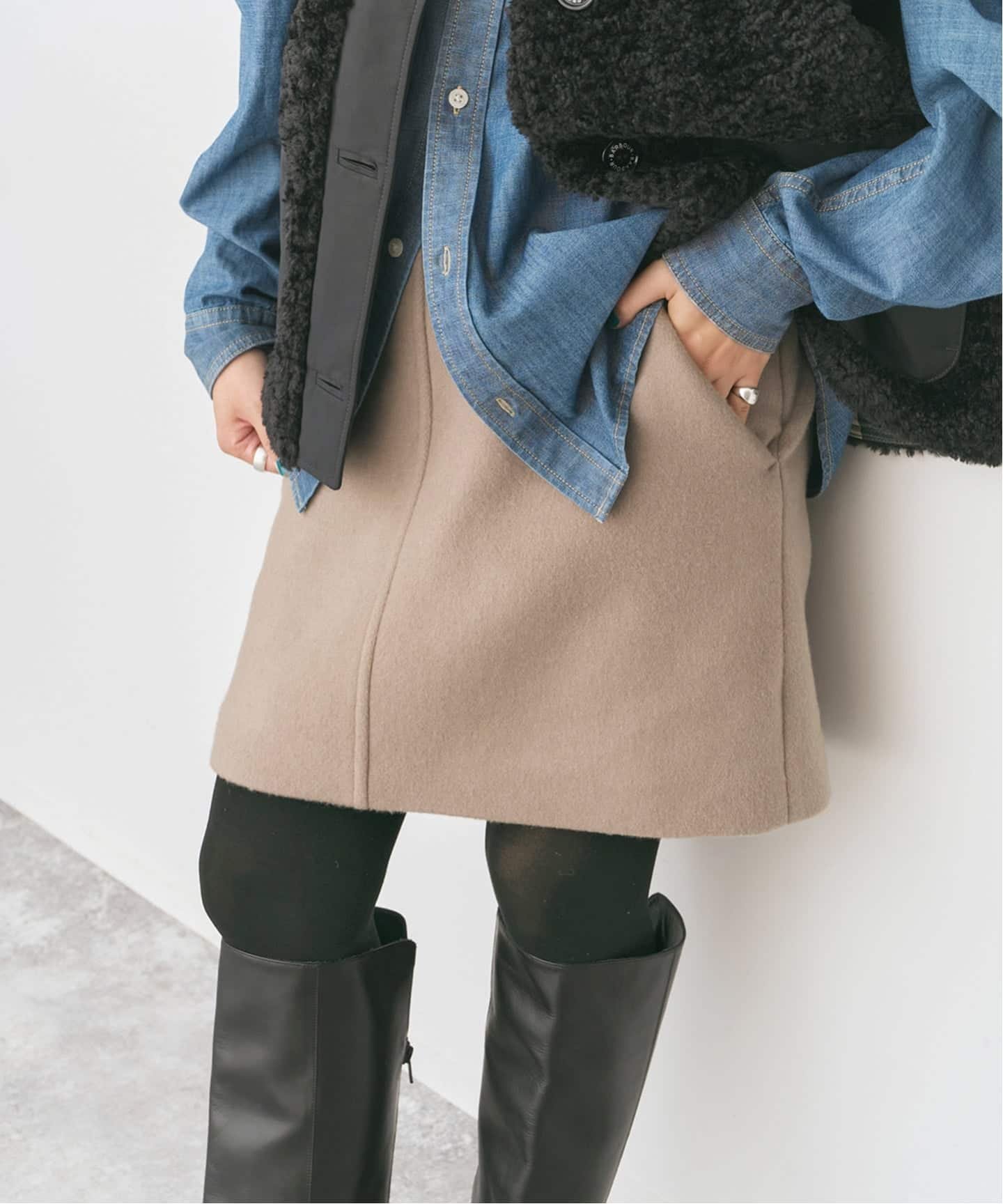 【スピック&スパン/Spick & Span】の《追加》メルトンAラインミニスカート インテリア・キッズ・メンズ・レディースファッション・服の通販 founy(ファニー) 　ファッション　Fashion　レディースファッション　Fashion for Women　スカート　Skirts　ミニスカート　Mini Skirts　ミニスカート　Mini Skirt, Short Skirt　メルトン　Melton, Heavy Wool　ベージュ|ID: prp329100004773217 ipo3291000000034783668