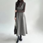 【ココモモ/COCOMOMO】のジャンパースカート Vネック ワンピース レディース ロング ジャンスカ 人気、トレンドファッション・服の通販 founy(ファニー) ファッション Fashion レディースファッション Fashion for Women スカート Skirts タートルネック Turtleneck, High Neck ポケット Pocket, Pocket Detail ロング Long, Long-Length A/W・秋冬 Autumn/Winter thumbnail ライトグレー|ID: prp329100004773253 ipo3291000000035217425