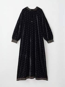 【ヴァン/Vin】のベロアドット刺繍ワンピース 人気、トレンドファッション・服の通販 founy(ファニー) ファッション Fashion レディースファッション Fashion for Women ワンピース Dresses シンプル Simple, Minimal スリーブ Sleeve, Long Sleeve / Short Sleeve ドット Polka Dot, Dot Pattern バルーン Balloon, Balloon Silhouette ベロア Velour, Soft Velvet リボン Ribbon, Bow 別注 Limited Edition, Custom Order |ID:prp329100004773280