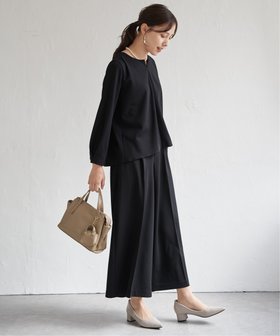 【イッカ/ikka】の【フォーマル対応/2点セット】GOKU楽 長袖フレアセット 人気、トレンドファッション・服の通販 founy(ファニー) ファッション Fashion レディースファッション Fashion for Women トップス・カットソー Cut & Sew Tops カットソー Cut and Sewn Top ジョーゼット Georgette, Semi-Sheer Fabric ストレッチ Stretch, Stretchy Fabric フェミニン Feminine, Girly フォーマル Formal, Dressy フレア Flare, Flared ボトム Bottoms, Lower Wear エレガント 上品 Elegant 長袖 Long Sleeve, Full Sleeve |ID:prp329100004773287