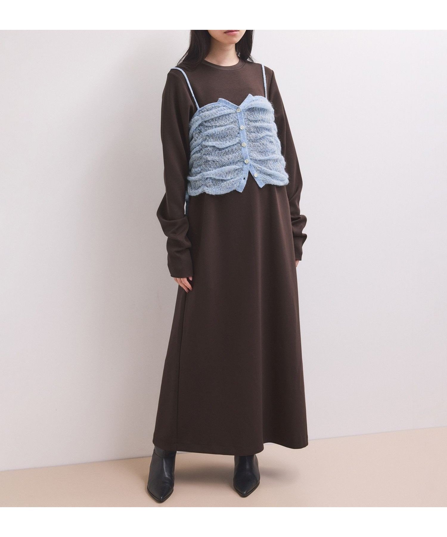 【アダム エ ロペ/ADAM ET ROPE'】の【WEB限定】ニットキャミソールセットワンピース 人気、トレンドファッション・服の通販 founy(ファニー) 　ファッション　Fashion　レディースファッション　Fashion for Women　ワンピース　Dresses　アクセサリー　Fashion Accessories　キャミソール　Camisole, Spaghetti Strap Top　シャーリング　Shirring, Ruched　タートル　Turtleneck, Turtle Collar　バランス　Balance, Style Balance　フィット　Fit, Slim Fit　フラット　Flat, Flat Shoes　フロント　Front, Front Design　ボトム　Bottoms, Lower Wear　ポケット　Pocket, Pocket Detail　ミュール　Mule, Backless Shoes　ロング　Long, Long-Length　ワイド　Wide, Wide Fit　2025年　2025　2025-2026秋冬・A/W　Autumn/Winter 2025–26 AW25–26　 other-1|ID: prp329100004773303 ipo3291000000035163691