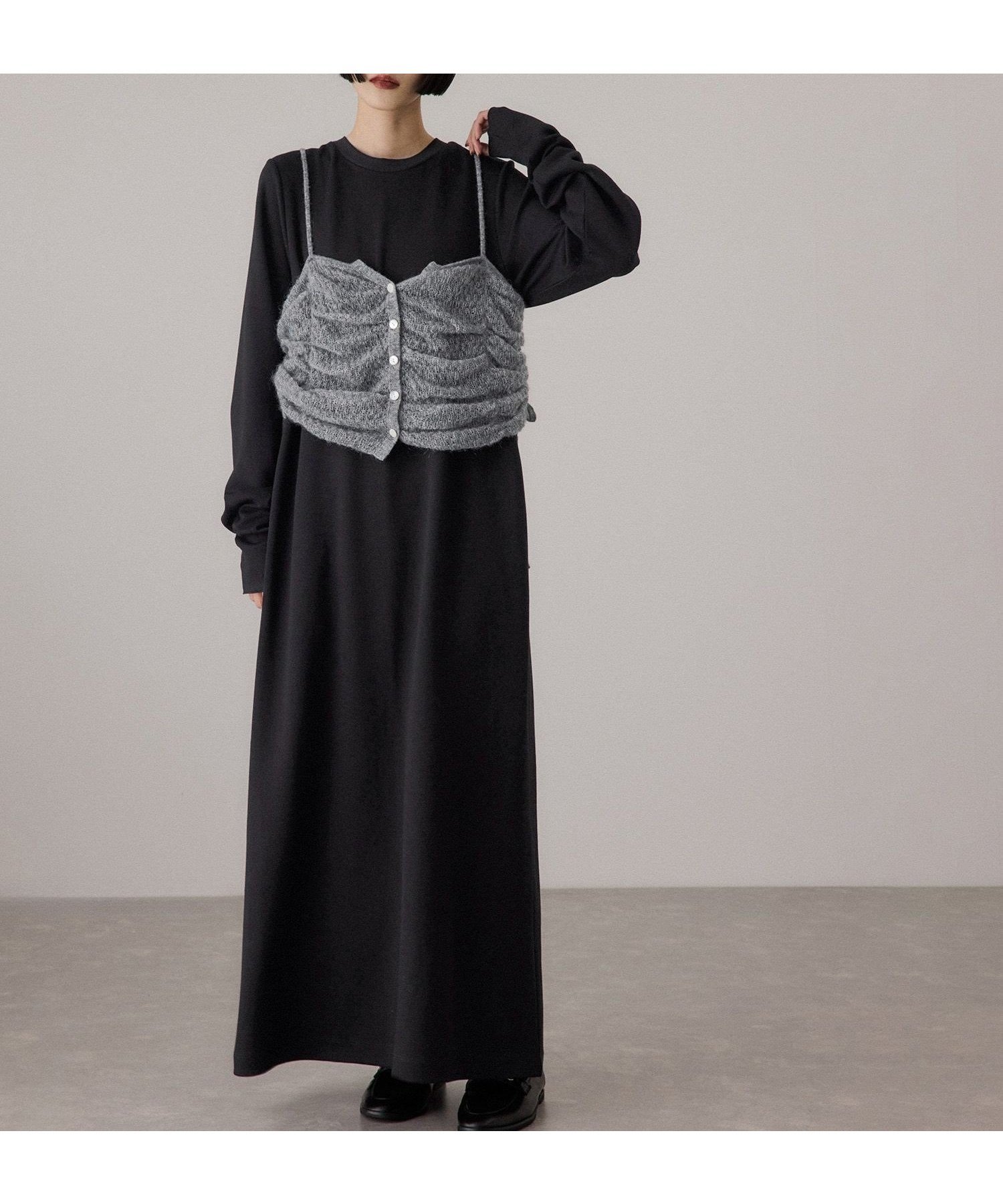 【アダム エ ロペ/ADAM ET ROPE'】の【WEB限定】ニットキャミソールセットワンピース インテリア・キッズ・メンズ・レディースファッション・服の通販 founy(ファニー) 　ファッション　Fashion　レディースファッション　Fashion for Women　ワンピース　Dresses　アクセサリー　Fashion Accessories　キャミソール　Camisole, Spaghetti Strap Top　シャーリング　Shirring, Ruched　タートル　Turtleneck, Turtle Collar　バランス　Balance, Style Balance　フィット　Fit, Slim Fit　フラット　Flat, Flat Shoes　フロント　Front, Front Design　ボトム　Bottoms, Lower Wear　ポケット　Pocket, Pocket Detail　ミュール　Mule, Backless Shoes　ロング　Long, Long-Length　ワイド　Wide, Wide Fit　2025年　2025　2025-2026秋冬・A/W　Autumn/Winter 2025–26 AW25–26　ブラック(01)|ID: prp329100004773303 ipo3291000000035163693