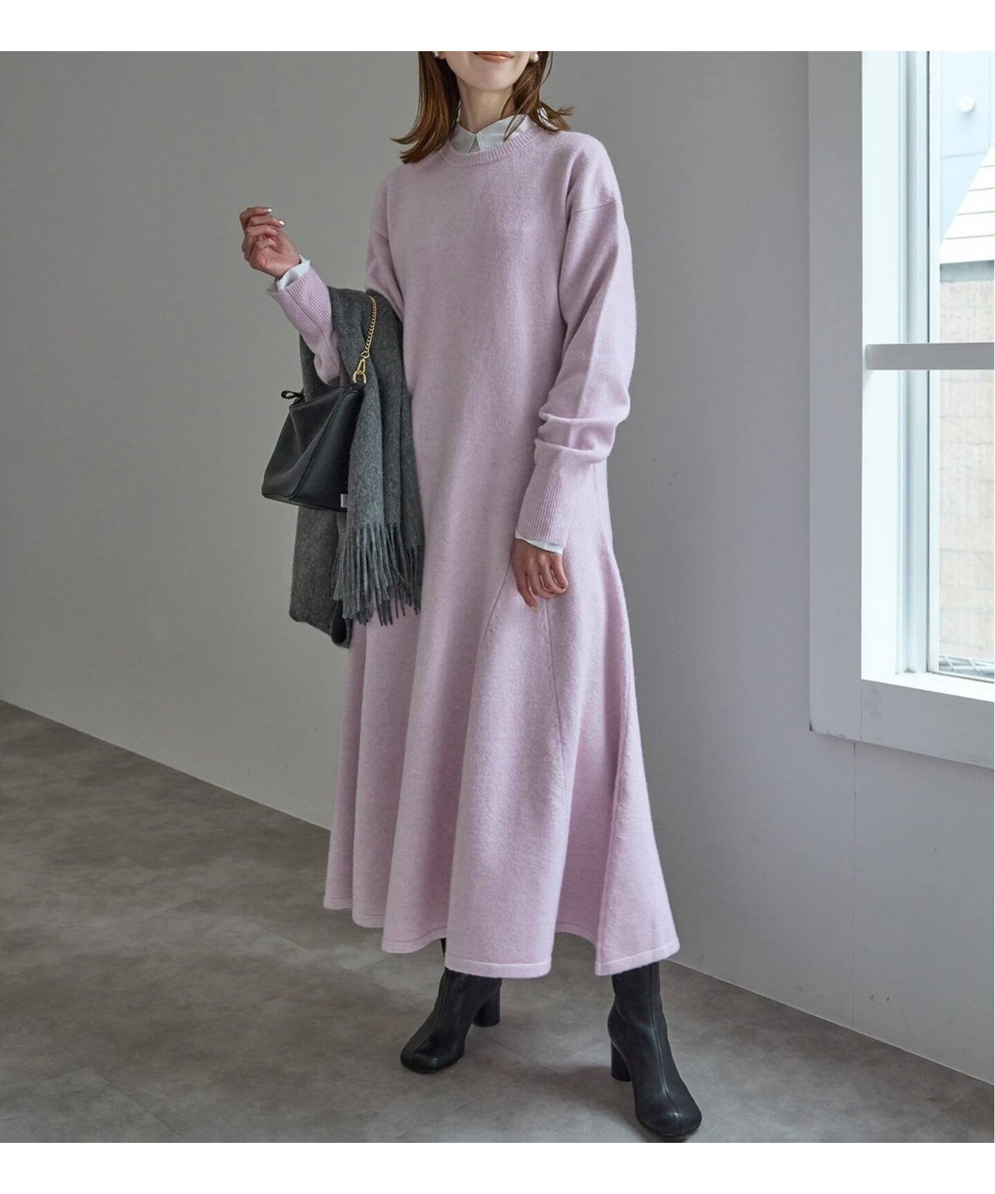 【スローブ イエナ/SLOBE IENA】のフレアーニットワンピース インテリア・キッズ・メンズ・レディースファッション・服の通販 founy(ファニー) ファッション Fashion レディースファッション Fashion for Women ワンピース Dresses ニットワンピース Knit Dresses 2025年 2025 2025-2026秋冬・A/W Autumn/Winter 2025–26 AW25–26 おすすめ Recommended / Our Picks カットソー Cut and Sewn Top スニーカー Sneakers, Trainers タイツ Tights, Legwear リラックス Relax, Relaxed Fit パープル|ID: prp329100004773307 ipo3291000000034930371