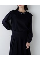 【ヒューマンウーマン/HUMAN WOMAN】の布帛ドッキングプレーティングジャージープルオーバー ネイビー|ID: prp329100004773320 ipo3291000000034589299