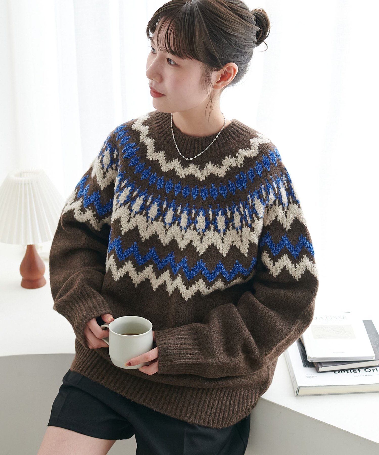 【ディスコート/Discoat】の【暖かおしゃれ見え/ユニセックス】求心柄オーバーニット インテリア・キッズ・メンズ・レディースファッション・服の通販 founy(ファニー) 　ファッション　Fashion　レディースファッション　Fashion for Women　トップス・カットソー　Cut & Sew Tops　ニット　Knit Tops & Sweaters　おすすめ　Recommended / Our Picks　スタイリッシュ　Stylish, Fashionable　スラックス　Slacks, Dress Pants　デニム　Denim, Jeans Material　ベーシック　Basic, Essential　リラックス　Relax, Relaxed Fit　人気　Popular, Best Seller　冬　Winter / This Winter　ブラウン|ID: prp329100004773429 ipo3291000000034637080