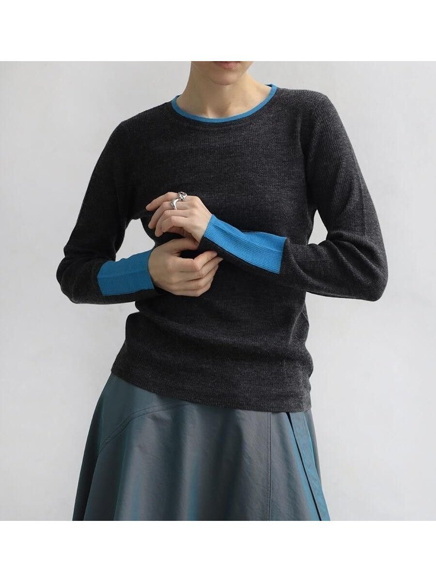 【ラシュッド/LASUD】のウール混配色リブニットPO インテリア・キッズ・メンズ・レディースファッション・服の通販 founy(ファニー) ファッション Fashion レディースファッション Fashion for Women トップス・カットソー Cut & Sew Tops ニット Knit Tops & Sweaters アクリル Acrylic Material インナー Innerwear シンプル Simple, Minimal ジャケット Jacket, Outerwear フィット Fit, Slim Fit ベスト Vest, Waistcoat リブニット Rib Knit, Ribbed Knit エレガント 上品 Elegant チャコールグレー|ID: prp329100004773541 ipo3291000000034593672