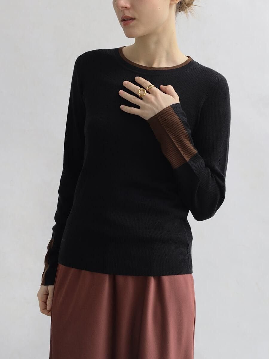 【ラシュッド/LASUD】のウール混配色リブニットPO インテリア・キッズ・メンズ・レディースファッション・服の通販 founy(ファニー) ファッション Fashion レディースファッション Fashion for Women トップス・カットソー Cut & Sew Tops ニット Knit Tops & Sweaters アクリル Acrylic Material インナー Innerwear シンプル Simple, Minimal ジャケット Jacket, Outerwear フィット Fit, Slim Fit ベスト Vest, Waistcoat リブニット Rib Knit, Ribbed Knit エレガント 上品 Elegant ブラック|ID: prp329100004773541 ipo3291000000034593674