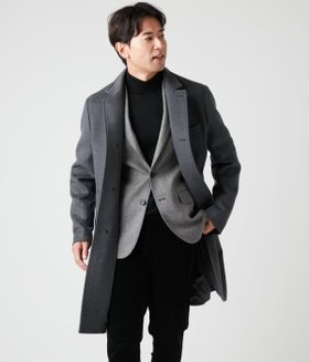 【ニューヨーカー/NEWYORKER / MEN】のメランジウール ショートビーバー ロングコンバーチブルカラーコート 人気、トレンドファッション・服の通販 founy(ファニー) ファッション Fashion メンズファッション Fashion for Men エレガント 上品 Elegant ショート Short, Short Length スタンド Stand Collar, Upright Stand チェスターコート Chester Coat, Long Coat ドレス Dress, One-Piece フェイクレザー Faux Leather, PU Leather メランジ Melange, Mixed Yarn 無地 Plain, Solid Color ロング Long, Long-Length ワンポイント One Point, Statement Accent A/W・秋冬 Autumn/Winter |ID:prp329100004773561