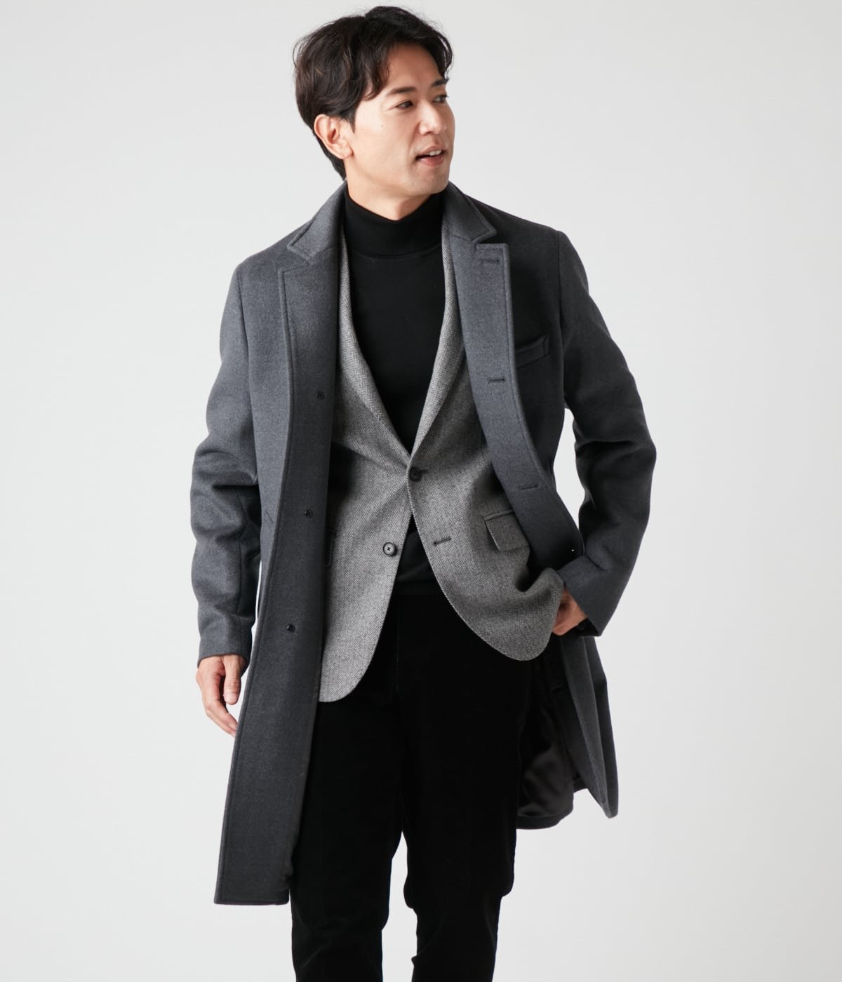 【ニューヨーカー/NEWYORKER / MEN】のメランジウール ショートビーバー ロングコンバーチブルカラーコート 人気、トレンドファッション・服の通販 founy(ファニー) ファッション Fashion メンズファッション Fashion for Men エレガント 上品 Elegant ショート Short, Short Length スタンド Stand Collar, Upright Stand チェスターコート Chester Coat, Long Coat ドレス Dress, One-Piece フェイクレザー Faux Leather, PU Leather メランジ Melange, Mixed Yarn 無地 Plain, Solid Color ロング Long, Long-Length ワンポイント One Point, Statement Accent A/W・秋冬 Autumn/Winter other-1|ID: prp329100004773561 ipo3291000000034593907