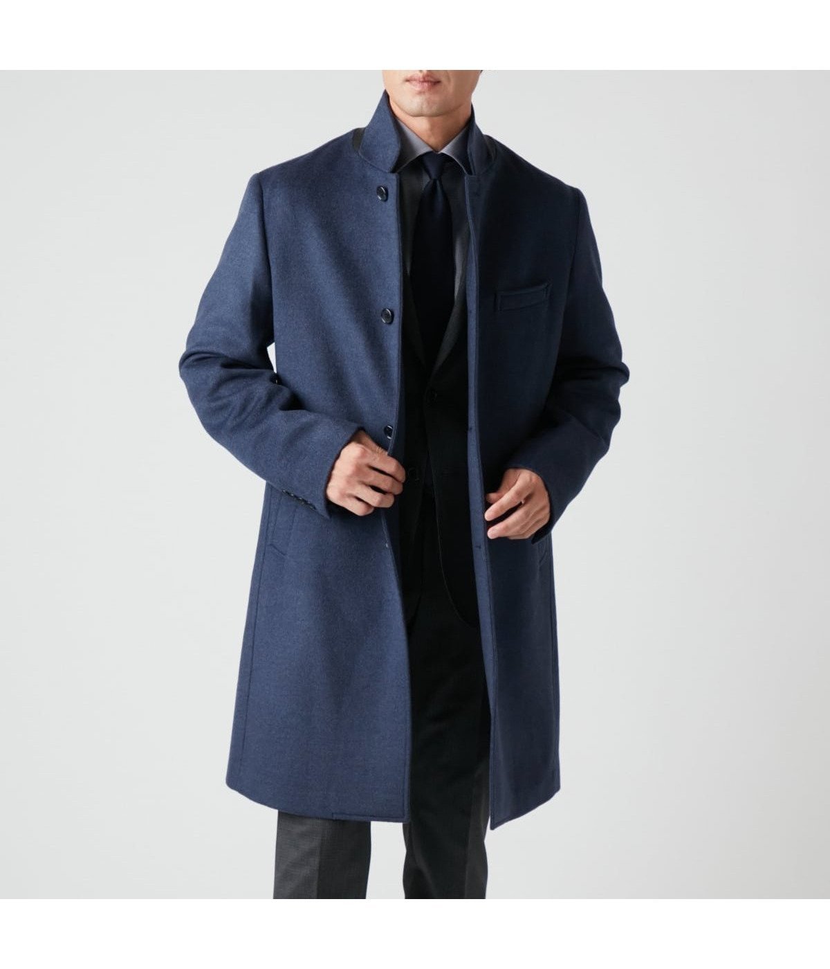 【ニューヨーカー/NEWYORKER / MEN】のメランジウール ショートビーバー ロングコンバーチブルカラーコート インテリア・キッズ・メンズ・レディースファッション・服の通販 founy(ファニー) ファッション Fashion メンズファッション Fashion for Men エレガント 上品 Elegant ショート Short, Short Length スタンド Stand Collar, Upright Stand チェスターコート Chester Coat, Long Coat ドレス Dress, One-Piece フェイクレザー Faux Leather, PU Leather メランジ Melange, Mixed Yarn 無地 Plain, Solid Color ロング Long, Long-Length ワンポイント One Point, Statement Accent A/W・秋冬 Autumn/Winter ブルー|ID: prp329100004773561 ipo3291000000034593909