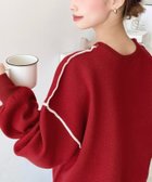 【モーメントプラス/moment+ / MEN】のリンキング配色スウェットライクニットプルオーバー(自宅で洗えるウォッシャブル素材) レッド|ID: prp329100004773719 ipo3291000000034595814