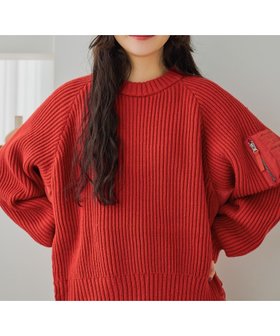 【ニコアンド/niko and】のMA-1ディテールニットプルオーバー 人気、トレンドファッション・服の通販 founy(ファニー) ファッション Fashion レディースファッション Fashion for Women トップス・カットソー Cut & Sew Tops ニット Knit Tops & Sweaters カジュアルプルオーバー・ニットトップス Pullovers & Knit Tops / Casual Pullovers おすすめ Recommended / Our Picks トレンド Trend, Trending Now ドッキング Docking, Mixed Material ブルゾン Blouson, Bomber Jacket プリーツ Pleats, Pleated ミリタリー Military, Army Style 今季 This Season, Current Season |ID:prp329100004773781