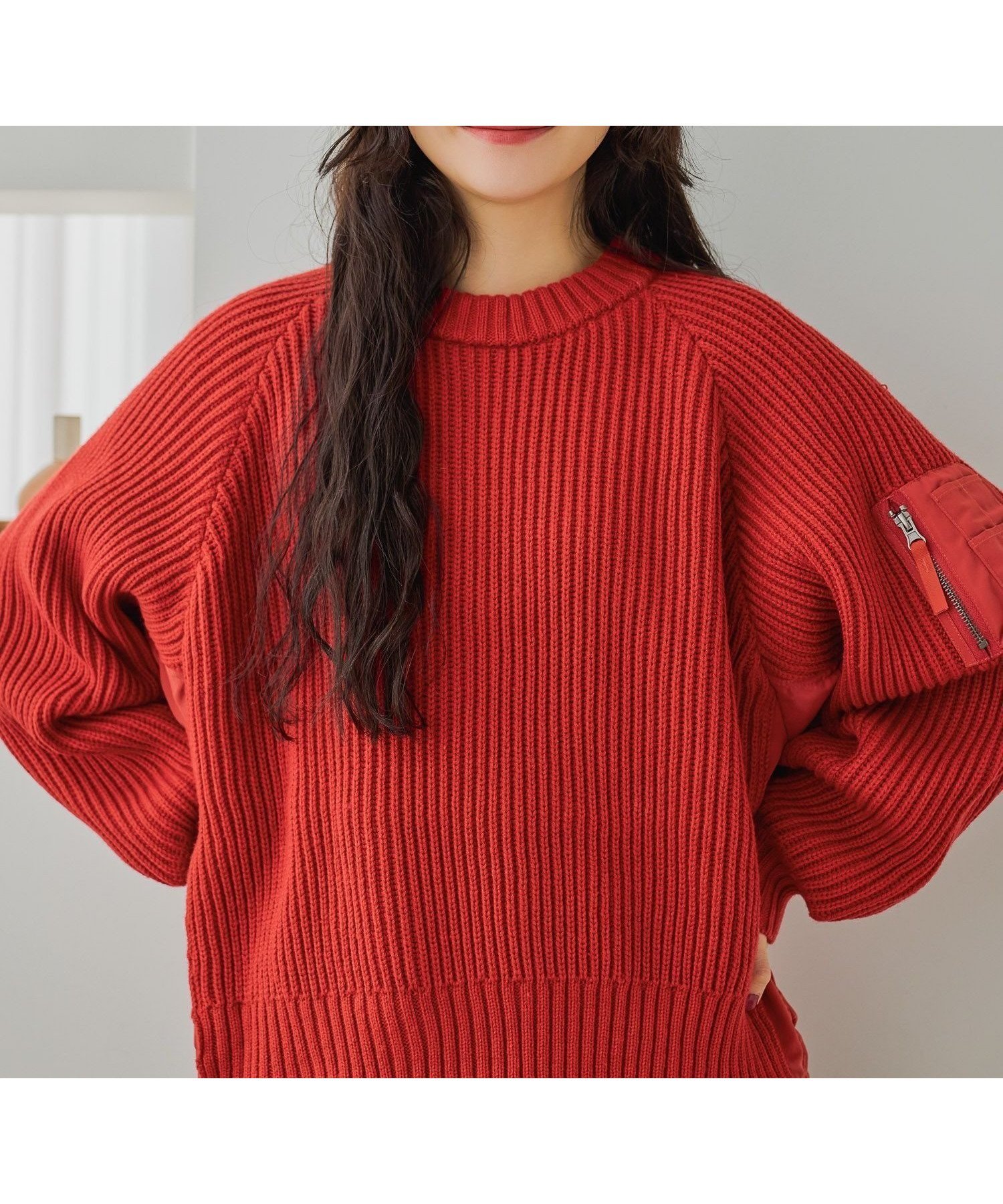 【ニコアンド/niko and】のMA-1ディテールニットプルオーバー 人気、トレンドファッション・服の通販 founy(ファニー) 　ファッション　Fashion　レディースファッション　Fashion for Women　トップス・カットソー　Cut & Sew Tops　ニット　Knit Tops & Sweaters　カジュアルプルオーバー・ニットトップス　Pullovers & Knit Tops / Casual Pullovers　おすすめ　Recommended / Our Picks　トレンド　Trend, Trending Now　ドッキング　Docking, Mixed Material　ブルゾン　Blouson, Bomber Jacket　プリーツ　Pleats, Pleated　ミリタリー　Military, Army Style　今季　This Season, Current Season　 other-1|ID: prp329100004773781 ipo3291000000034596361