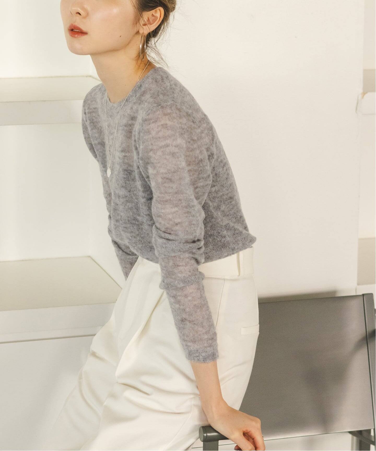 【ノーブル / スピック&スパン/NOBLE / Spick & Span】の《WEB限定追加 》ファインアルパカウールシアーニット インテリア・キッズ・メンズ・レディースファッション・服の通販 founy(ファニー) ファッション Fashion レディースファッション Fashion for Women トップス・カットソー Cut & Sew Tops ニット Knit Tops & Sweaters インナー Innerwear シアー Sheer, See-Through シルク Silk, 100% Silk ジャケット Jacket, Outerwear フィット Fit, Slim Fit ベーシック Basic, Essential グレーA|ID: prp329100004773787 ipo3291000000034596502