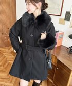 【モーメントプラス/moment+ / MEN】のファーティペット付きミドル丈ステンカラーコート ブラック|ID: prp329100004773805 ipo3291000000034596859