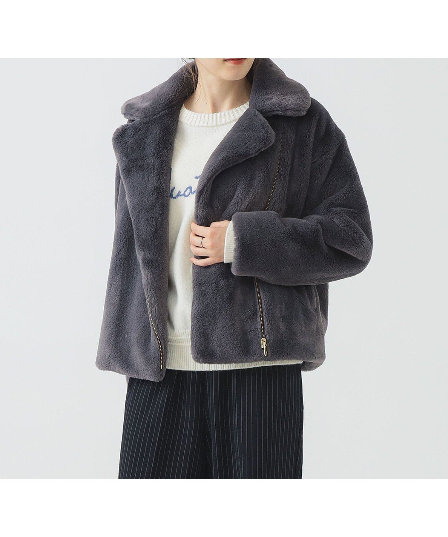 【ビーミングライフストアバイビームス/B:MING LIFE STORE by BEAMS】のファー ブルゾン 25AW 秋冬 軽量 防寒 アウター インテリア・キッズ・メンズ・レディースファッション・服の通販 founy(ファニー) 　ファッション　Fashion　レディースファッション　Fashion for Women　アウター　Coat / Outerwear Collection　ブルゾンジャケット・スポーティアウター　Blouson Jackets　クール　Cool, Chic　軽量　Lightweight, Ultra Light　シンプル　Simple, Minimal　デニム　Denim, Jeans Material　なめらか　Smooth, Silky Texture　フェイクファー　Faux Fur, Imitation Fur　ブルゾン　Blouson, Bomber Jacket　ポケット　Pocket, Pocket Detail　防寒　Cold Protection, Winter-Ready　ミックス　Mix, Mixed Style　ライダース　Riders　冬　Winter / This Winter　A/W・秋冬　Autumn/Winter　再入荷　Restock / Back in Stock　おすすめ　Recommended / Our Picks　エレガント 上品　Elegant　2025年　2025　2025-2026秋冬・A/W　Autumn/Winter 2025–26 AW25–26　CHARCOAL.GREY|ID: prp329100004773820 ipo3291000000034717546