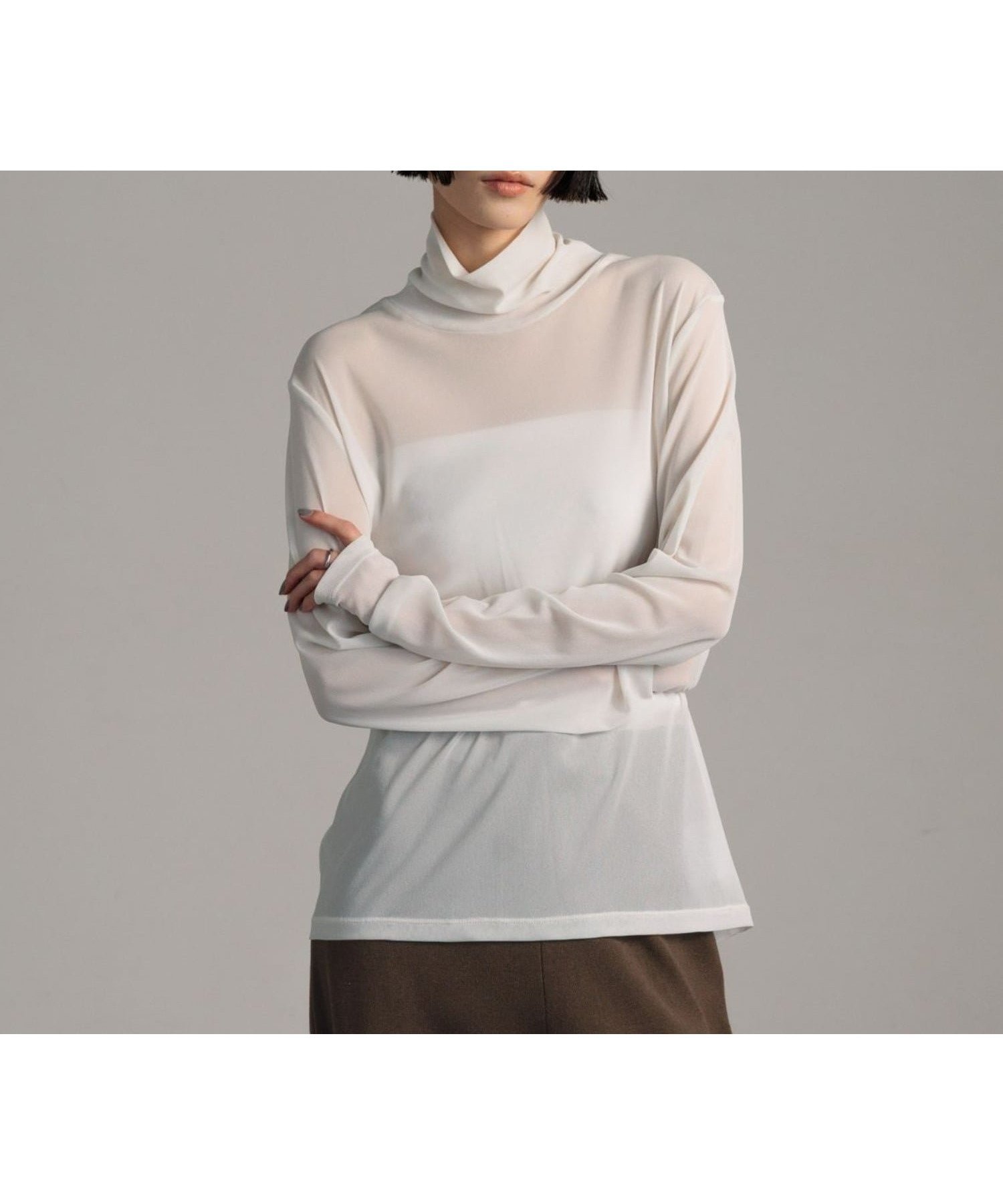 【ローリーズファーム/LOWRYS FARM】のナイロンシアータートル インテリア・キッズ・メンズ・レディースファッション・服の通販 founy(ファニー) 　ファッション　Fashion　レディースファッション　Fashion for Women　おすすめ　Recommended / Our Picks　インナー　Innerwear　サロペット　Overalls, Salopette　シアー　Sheer, See-Through　ジャケット　Jacket, Outerwear　タートル　Turtleneck, Turtle Collar　メッシュ　Mesh, Net Fabric　ホワイト|ID: prp329100004773888 ipo3291000000034598033