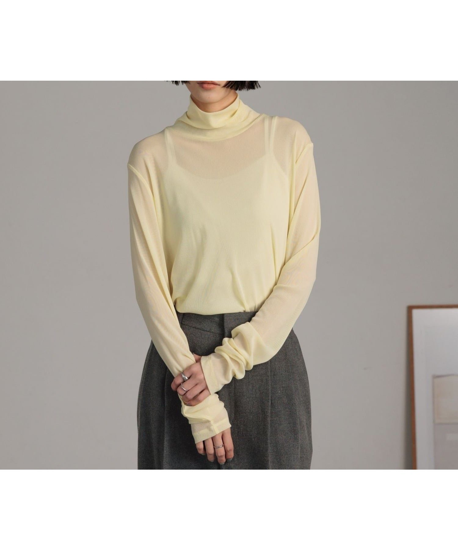 【ローリーズファーム/LOWRYS FARM】のナイロンシアータートル インテリア・キッズ・メンズ・レディースファッション・服の通販 founy(ファニー) 　ファッション　Fashion　レディースファッション　Fashion for Women　おすすめ　Recommended / Our Picks　インナー　Innerwear　サロペット　Overalls, Salopette　シアー　Sheer, See-Through　ジャケット　Jacket, Outerwear　タートル　Turtleneck, Turtle Collar　メッシュ　Mesh, Net Fabric　イエロー|ID: prp329100004773888 ipo3291000000034598035