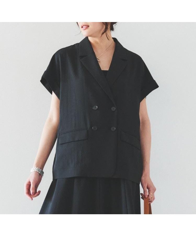 【アンタイトル/UNTITLED】の【セットアップ可能/接触冷感/イージーケア】リラクミスト ハーフスリーブジャケット インテリア・キッズ・メンズ・レディースファッション・服の通販 founy(ファニー) 　ファッション　Fashion　レディースファッション　Fashion for Women　アウター　Coat / Outerwear Collection　レディースジャケット・軽アウター　Jackets　ジャケット　Jacket, Outerwear　ストレッチ　Stretch, Stretchy Fabric　スマート　Smart, Elegant　セットアップ　Set-Up, Coordinated Outfit　ダブル　Double, Double-Breasted　フレア　Flare, Flared　ポケット　Pocket, Pocket Detail　リラックス　Relax, Relaxed Fit　おすすめ　Recommended / Our Picks　夏　Summer　ブラック|ID: prp329100004773891 ipo3291000000034598111