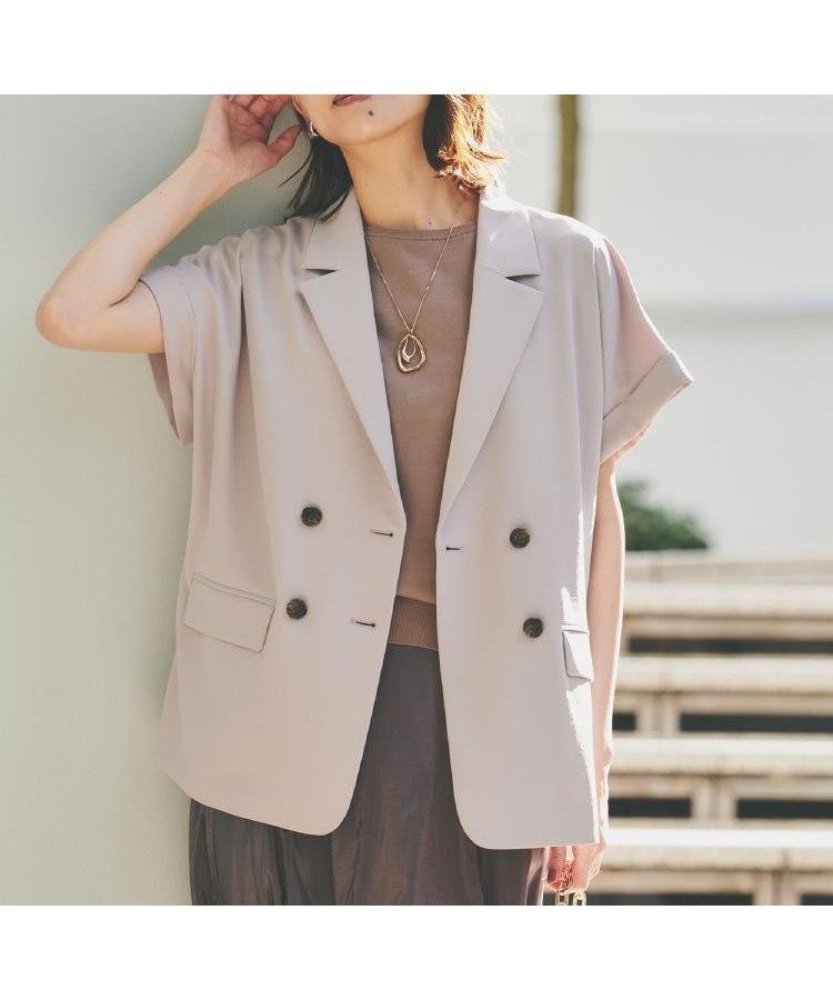 【アンタイトル/UNTITLED】の【セットアップ可能/接触冷感/イージーケア】リラクミスト ハーフスリーブジャケット インテリア・キッズ・メンズ・レディースファッション・服の通販 founy(ファニー) 　ファッション　Fashion　レディースファッション　Fashion for Women　アウター　Coat / Outerwear Collection　レディースジャケット・軽アウター　Jackets　ジャケット　Jacket, Outerwear　ストレッチ　Stretch, Stretchy Fabric　スマート　Smart, Elegant　セットアップ　Set-Up, Coordinated Outfit　ダブル　Double, Double-Breasted　フレア　Flare, Flared　ポケット　Pocket, Pocket Detail　リラックス　Relax, Relaxed Fit　おすすめ　Recommended / Our Picks　夏　Summer　ベージュ|ID: prp329100004773891 ipo3291000000034598114