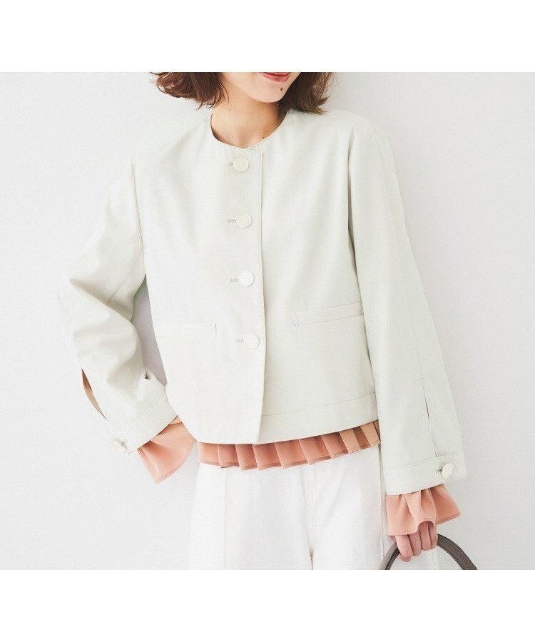 【アンタイトル/UNTITLED】の【きれいめ/軽羽織り】コットンライク クルーネックジャケット 人気、トレンドファッション・服の通販 founy(ファニー) 　ファッション　Fashion　レディースファッション　Fashion for Women　アウター　Coat / Outerwear Collection　レディースジャケット・軽アウター　Jackets　コンパクト　Compact, Small Size　ジャケット　Jacket, Outerwear　スマート　Smart, Elegant　スリーブ　Sleeve, Long Sleeve / Short Sleeve　フォルム　Silhouette, Form　フレア　Flare, Flared　ボックス　Boxy, Box Shape　ポケット　Pocket, Pocket Detail　メタル　Metal, Metal Parts　モダン　Modern, Contemporary　リネン　Linen, Linen Fabric　 other-1|ID: prp329100004773901 ipo3291000000034598463