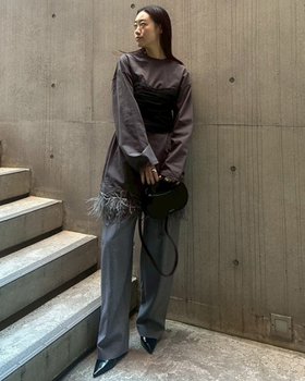 【ルシェル ブルー/LE CIEL BLEU】のジャージードレスwフェザーヘム / Jersey Dress w/Feather Hem 人気、トレンドファッション・服の通販 founy(ファニー) ファッション Fashion レディースファッション Fashion for Women ワンピース Dresses フォーマル・パーティードレス・結婚式用ドレス Elegant & Casual Dresses スリーブ Sleeve, Long Sleeve / Short Sleeve タイツ Tights, Legwear チュニック Tunic, Long Top ドレス Dress, One-Piece バランス Balance, Style Balance フェザー Feather, Feather Detail レギンス Leggings, Stretch Pants ロング Long, Long-Length |ID:prp329100004773921