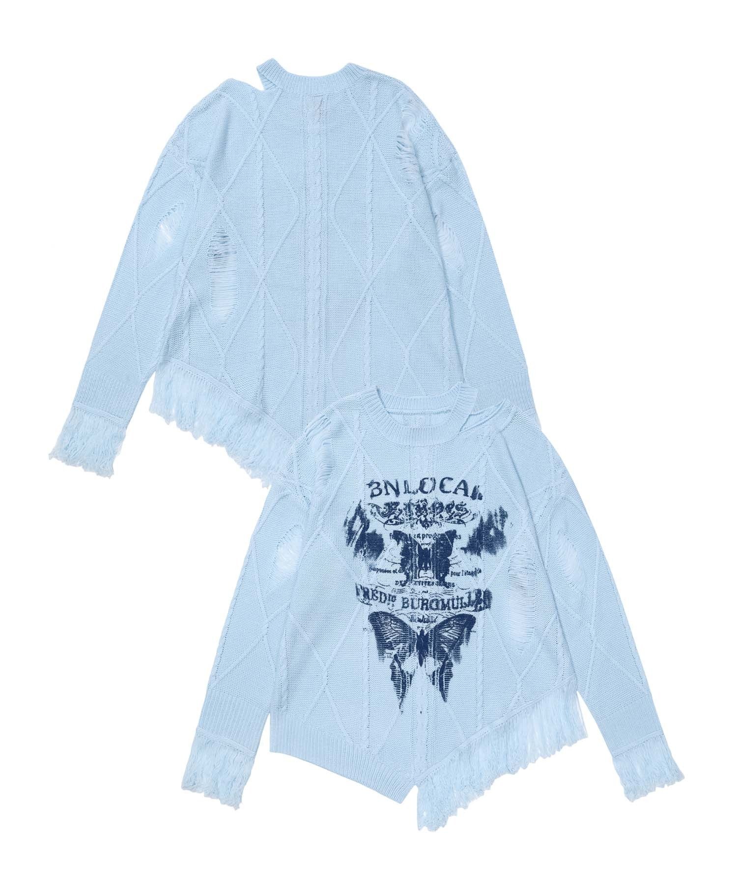 【アイモハ/aimoha】の【HOOK】for girls アシンメトリーバタフライフリンジカットソー インテリア・キッズ・メンズ・レディースファッション・服の通販 founy(ファニー) 　ファッション　Fashion　レディースファッション　Fashion for Women　トップス・カットソー　Cut & Sew Tops　カットソー・ベーシックTシャツ　Cut-and-Sewn Tops / Stretch Tees & Basics　おすすめ　Recommended / Our Picks　アクセサリー　Fashion Accessories　アシンメトリー　Asymmetrical Style　カットソー　Cut and Sewn Top　クール　Cool, Chic　シンプル　Simple, Minimal　スキニーデニム　Skinny Jeans, Slim Jeans　スニーカー　Sneakers, Trainers　タイトスカート　Pencil Skirt, Tight Skirt　ダメージ　Distressed, Destroyed　バタフライ　Butterfly, Butterfly Motif　バランス　Balance, Style Balance　モチーフ　Motif, Design Theme　ヴィンテージ　Vintage Style　ブルー|ID: prp329100004773953 ipo3291000000034599602