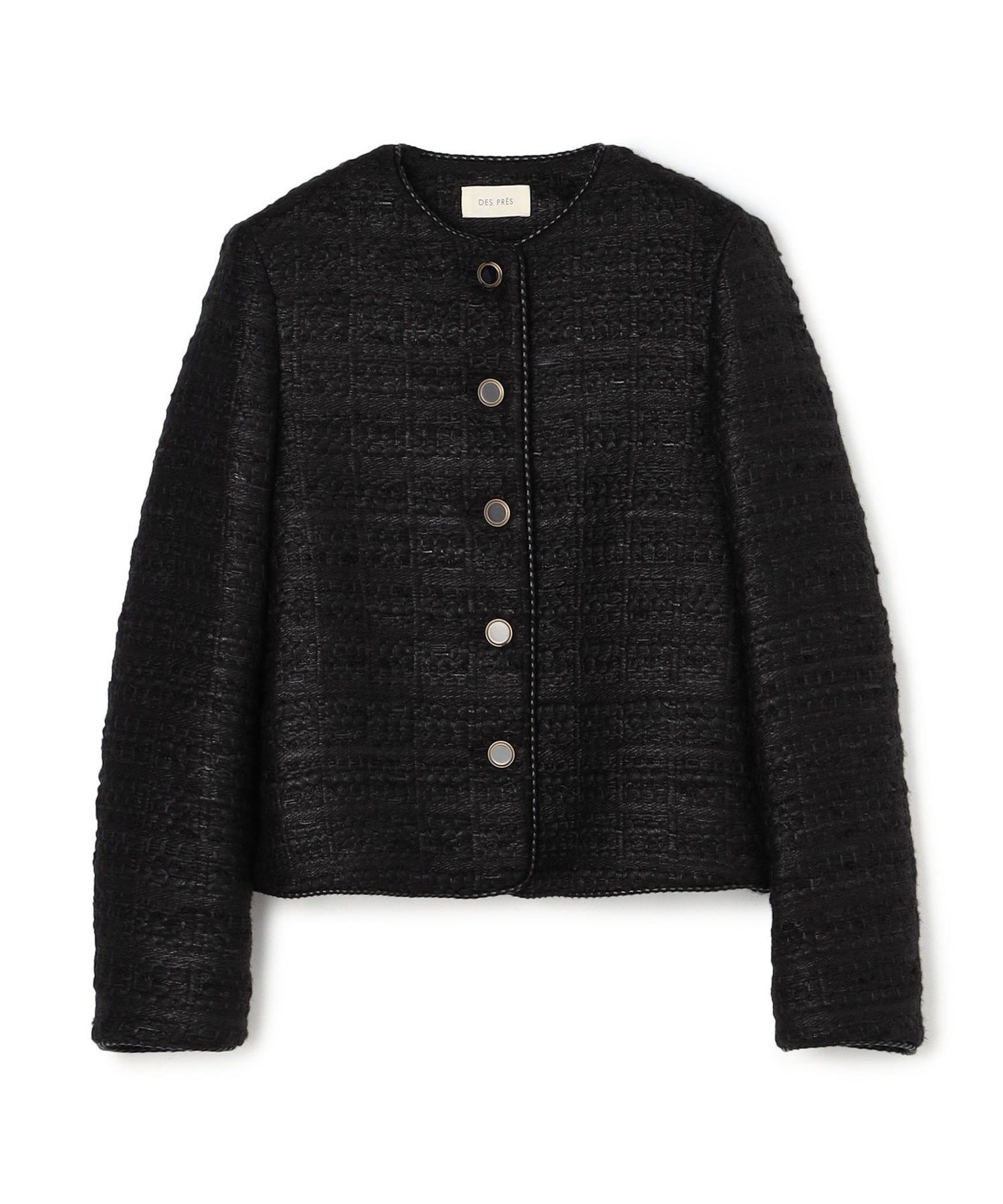 【トゥモローランド/TOMORROWLAND】のシックツイード クルーネックジャケット インテリア・キッズ・メンズ・レディースファッション・服の通販 founy(ファニー) 　ファッション　Fashion　レディースファッション　Fashion for Women　アウター　Coat / Outerwear Collection　レディースジャケット・軽アウター　Jackets　おすすめ　Recommended / Our Picks　アクリル　Acrylic Material　エレガント 上品　Elegant　カッティング　Cutting Detail　クラシカル　Classical, Vintage-Inspired　コンパクト　Compact, Small Size　ジャケット　Jacket, Outerwear　ダウン　Down, Puffer　ツイード　Twill, Twill Weave　デニム　Denim, Jeans Material　フランス　France, French　フロント　Front, Front Design　メタル　Metal, Metal Parts　リラックス　Relax, Relaxed Fit　19 ブラック|ID: prp329100004773955 ipo3291000000034599635