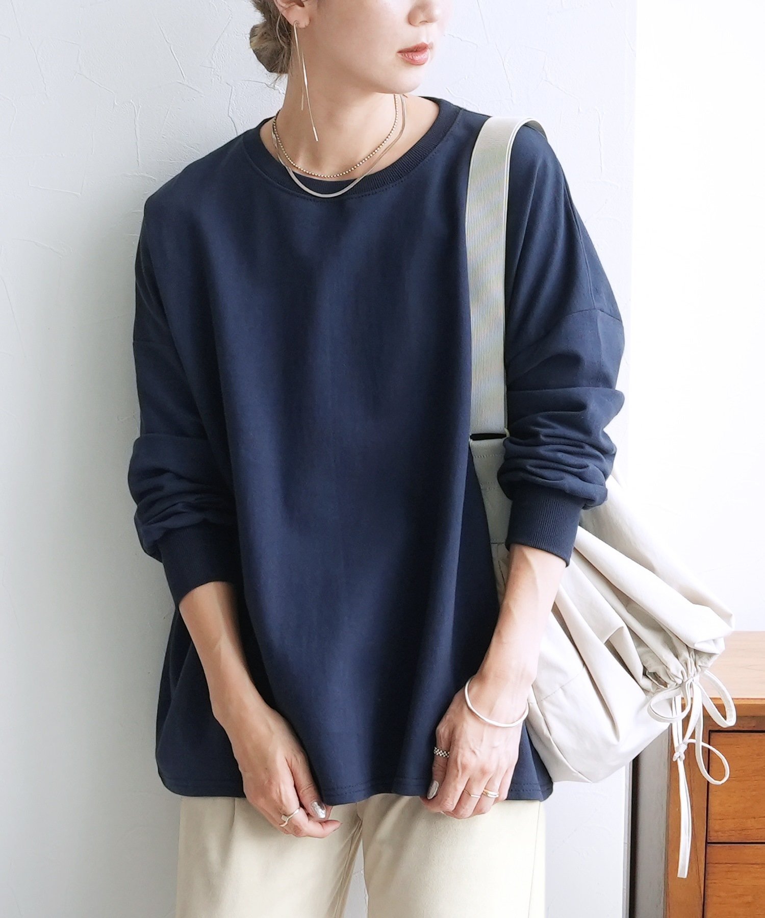 【レカ/reca】の無地ビッグプルオーバー(R22125-v) reca インテリア・キッズ・メンズ・レディースファッション・服の通販 founy(ファニー) 　ファッション　Fashion　レディースファッション　Fashion for Women　トップス・カットソー　Cut & Sew Tops　カジュアルプルオーバー・ニットトップス　Pullovers & Knit Tops / Casual Pullovers　おすすめ　Recommended / Our Picks　ビッグ　Big, Oversized　ボーダー　Border, Stripe　無地　Plain, Solid Color　長袖　Long Sleeve, Full Sleeve　ネイビー|ID: prp329100004773973 ipo3291000000034599972