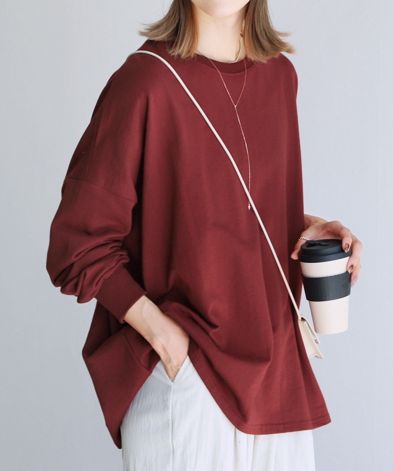 【レカ/reca】の無地ビッグプルオーバー(R22125-v) reca インテリア・キッズ・メンズ・レディースファッション・服の通販 founy(ファニー) 　ファッション　Fashion　レディースファッション　Fashion for Women　トップス・カットソー　Cut & Sew Tops　カジュアルプルオーバー・ニットトップス　Pullovers & Knit Tops / Casual Pullovers　おすすめ　Recommended / Our Picks　ビッグ　Big, Oversized　ボーダー　Border, Stripe　無地　Plain, Solid Color　長袖　Long Sleeve, Full Sleeve　ワインレッド|ID: prp329100004773973 ipo3291000000034599976