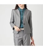 【ニューヨーカー/NEWYORKER】のウールシルクシャークスキン 1釦ノーカラージャケット グレー|ID: prp329100004774006 ipo3291000000034600714