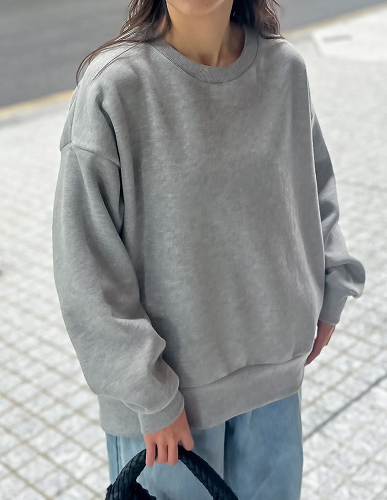 【リエディ/Re:EDIT】の無地or配色ステッチ裏起毛スウェット インテリア・キッズ・メンズ・レディースファッション・服の通販 founy(ファニー) 　ファッション　Fashion　レディースファッション　Fashion for Women　トップス・カットソー　Cut & Sew Tops　レディースパーカー・カジュアルフーディー　Casual Hoodies & Sweatshirts　スウェット・クルーネックトップス　Sweatshirts & Crewnecks / Relaxed Fit Sweat Tops　スウェット / スエット　Sweatshirt, Sweatwear　スラックス　Slacks, Dress Pants　デニム　Denim, Jeans Material　ボトム　Bottoms, Lower Wear　無地　Plain, Solid Color　グレー|ID: prp329100004774182 ipo3291000000034602864