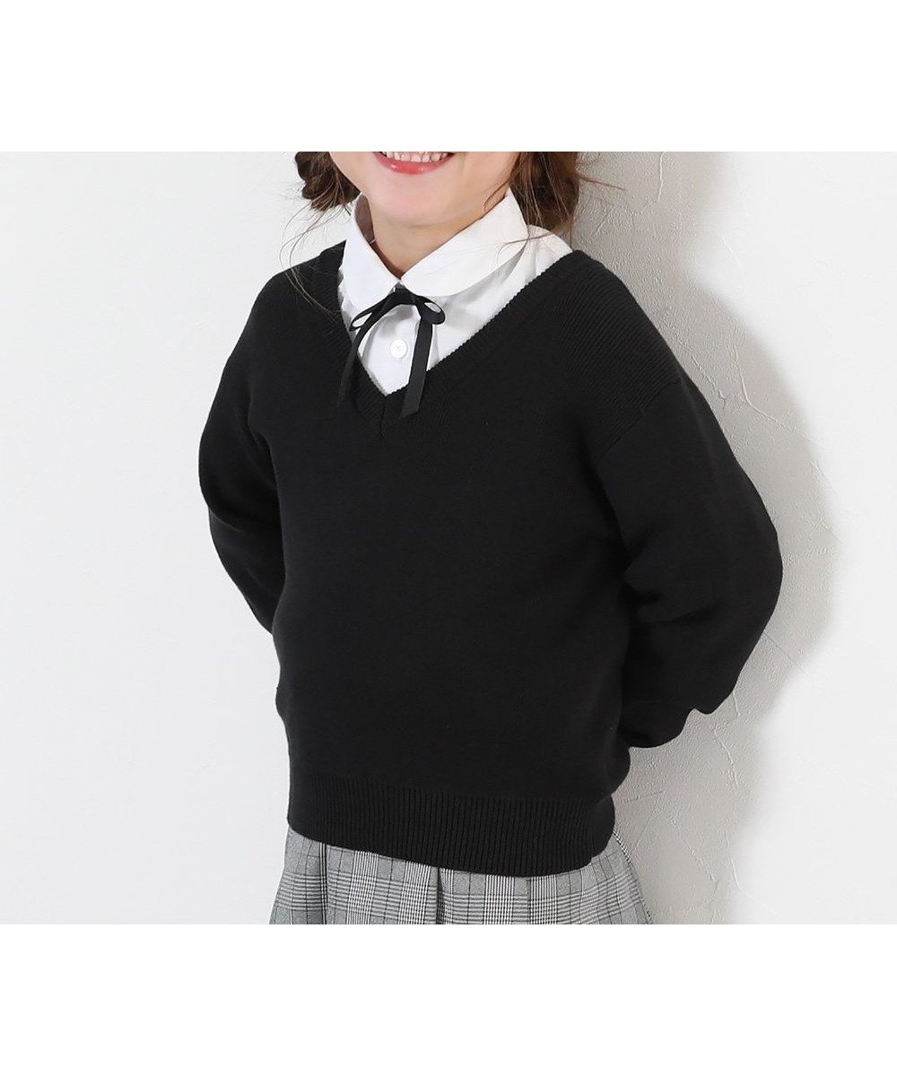 【デビロック/devirock / KIDS】の綿100% 洗える スクールニット Vネック プルオーバー スクールウェア 25AW インテリア・キッズ・メンズ・レディースファッション・服の通販 founy(ファニー) 　ファッション　Fashion　キッズファッション　Fashion for Kids　トップス・カットソー　Cut & Sew Tops　洗える　Machine Washable　カーディガン　Cardigan, Knitwear　ベスト　Vest, Waistcoat　ベーシック　Basic, Essential　2025年　2025　2025-2026秋冬・A/W　Autumn/Winter 2025–26 AW25–26　001-ブラック|ID: prp329100004774190 ipo3291000000034603040