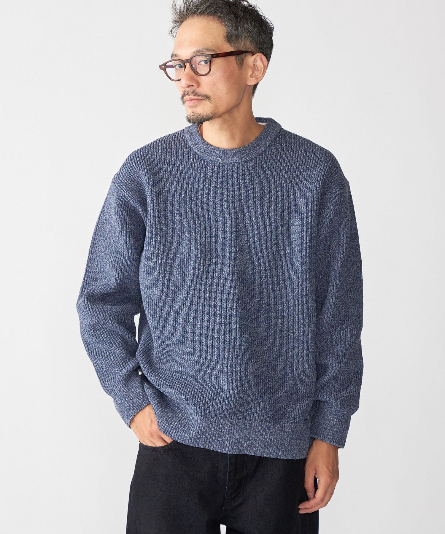 【シップス/SHIPS / MEN】の【WEB限定】SHIPS ビッグシルエット クルーネック レイヤード ニット(ニット+ロンT) インテリア・キッズ・メンズ・レディースファッション・服の通販 founy(ファニー) 　ファッション　Fashion　メンズファッション　Fashion for Men　インナー　Innerwear　畦　Ribbed Knit　シンプル　Simple, Minimal　トレンド　Trend, Trending Now　バランス　Balance, Style Balance　パターン　Pattern, Design Print　ビッグ　Big, Oversized　ラウンド　Round, Round Neck　リラックス　Relax, Relaxed Fit　ネイビー|ID: prp329100004774307 ipo3291000000034604287