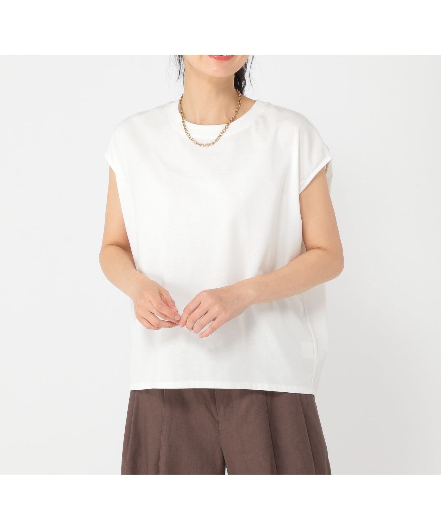 【スタディオ クリップ/studio CLIP】の《ウタオ》多機能フレンチスリーブTシャツ インテリア・キッズ・メンズ・レディースファッション・服の通販 founy(ファニー) 　ファッション　Fashion　レディースファッション　Fashion for Women　トップス・カットソー　Cut & Sew Tops　シャツ・ブラウス・オフィスカジュアル　Elegant Blouses & Button-Ups　ロングTシャツ・Tシャツ　Longline T-Shirts & Tees　おすすめ　Recommended / Our Picks　インナー　Innerwear　シルク　Silk, 100% Silk　シルケット　Silket, Silky Cotton　スリーブ　Sleeve, Long Sleeve / Short Sleeve　フレンチ　French, French Style　夏　Summer　ホワイト10|ID: prp329100004774683 ipo3291000000034607077