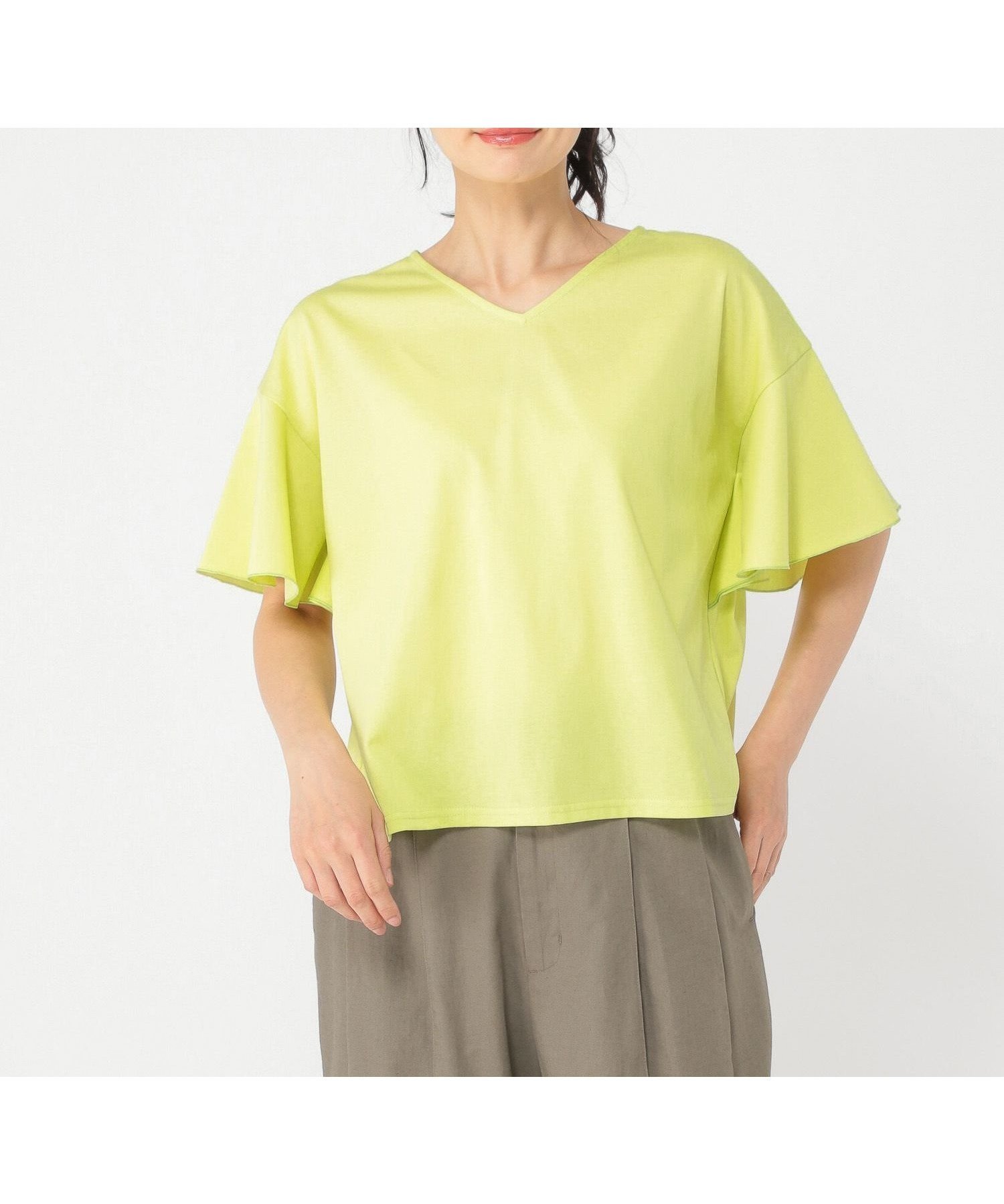 【スタディオ クリップ/studio CLIP】の《ウタオ》多機能袖フリルTシャツ インテリア・キッズ・メンズ・レディースファッション・服の通販 founy(ファニー) ファッション Fashion レディースファッション Fashion for Women トップス・カットソー Cut & Sew Tops シャツ・ブラウス・オフィスカジュアル Elegant Blouses & Button-Ups ロングTシャツ・Tシャツ Longline T-Shirts & Tees インナー Innerwear シルク Silk, 100% Silk シルケット Silket, Silky Cotton スリーブ Sleeve, Long Sleeve / Short Sleeve フリル Frill, Ruffle フレア Flare, Flared ワイド Wide, Wide Fit 夏 Summer ライム71|ID: prp329100004774687 ipo3291000000034607104