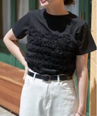 【ヴァンス エクスチェンジ/VENCE EXCHANGE】の天竺チュールフリルビスチェ見えTシャツ ブラック|ID: prp329100004774701 ipo3291000000034607184