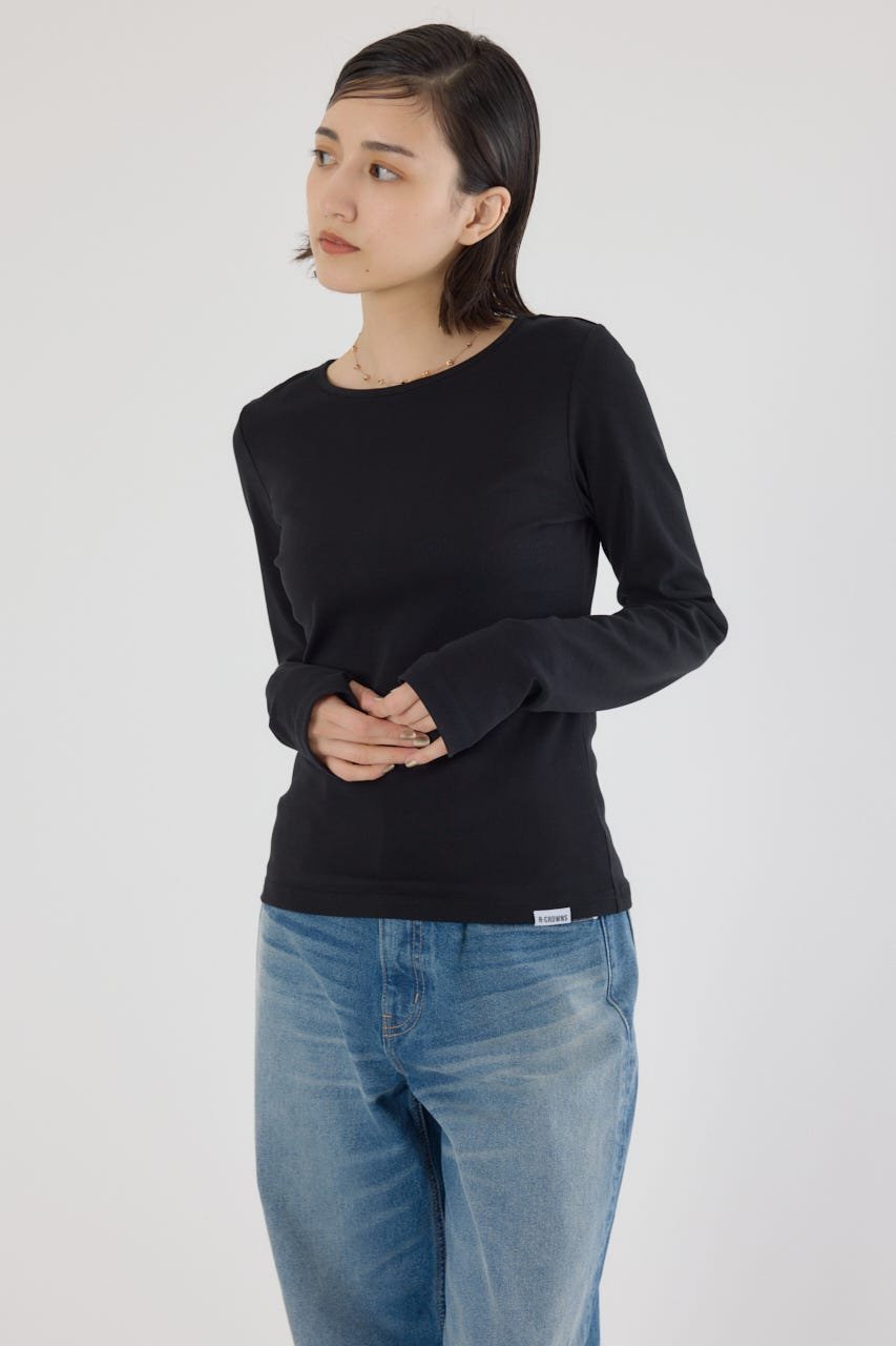 【ロデオクラウンズワイドボウル/RODEO CROWNS WIDE BOWL】のフライスロングスリーブTシャツ インテリア・キッズ・メンズ・レディースファッション・服の通販 founy(ファニー) 　ファッション　Fashion　レディースファッション　Fashion for Women　トップス・カットソー　Cut & Sew Tops　シャツ・ブラウス・オフィスカジュアル　Elegant Blouses & Button-Ups　ロングTシャツ・Tシャツ　Longline T-Shirts & Tees　インナー　Innerwear　カーディガン　Cardigan, Knitwear　コンパクト　Compact, Small Size　ジャケット　Jacket, Outerwear　トレンド　Trend, Trending Now　ベーシック　Basic, Essential　ロング　Long, Long-Length　羽織　Haori, Light Jacket　長袖　Long Sleeve, Full Sleeve　BLK|ID: prp329100004774750 ipo3291000000034632912