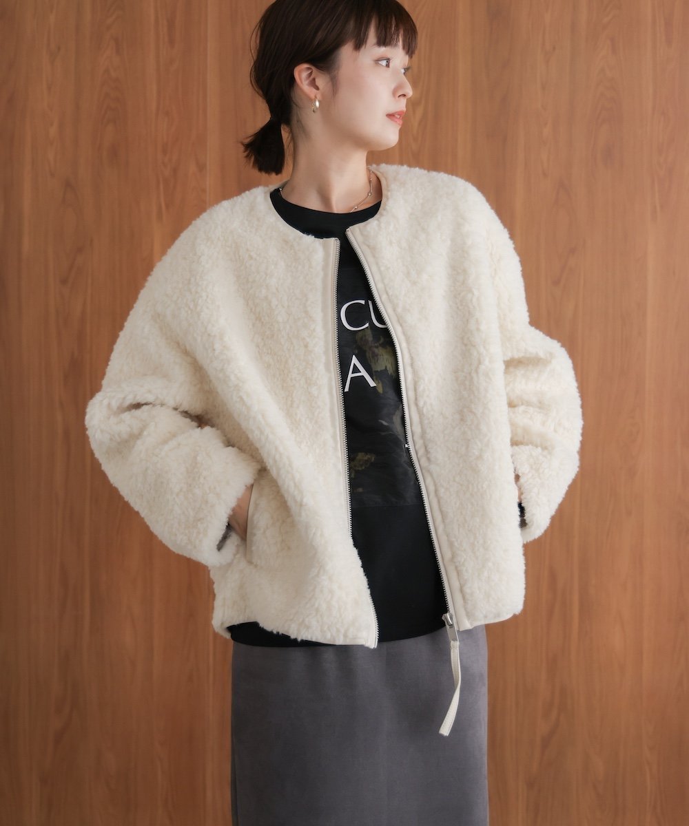 【バブ ブージュルード/Bab Bou Jeloud】のボアショートアウター 人気、トレンドファッション・服の通販 founy(ファニー) 　ファッション　Fashion　レディースファッション　Fashion for Women　アウター　Coat / Outerwear Collection　パイピング　Piping, Trim Design　再入荷　Restock / Back in Stock　防寒　Cold Protection, Winter-Ready　 other-1|ID: prp329100004774764 ipo3291000000035132409