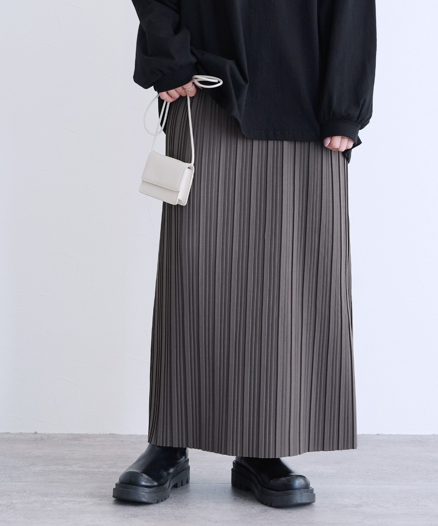 【レカ/reca】の迷わず着れる!大人のロングプリーツスカート(y2775) reca インテリア・キッズ・メンズ・レディースファッション・服の通販 founy(ファニー) 　ファッション　Fashion　レディースファッション　Fashion for Women　スカート　Skirts　プリーツスカート / 上品フェミニンスタイル　Pleated Skirts　プリーツ　Pleats, Pleated　エレガント 上品　Elegant　旅行　Travel　楽ちん　Easy Fit, Comfortable　チャコール|ID: prp329100004774821 ipo3291000000034608728