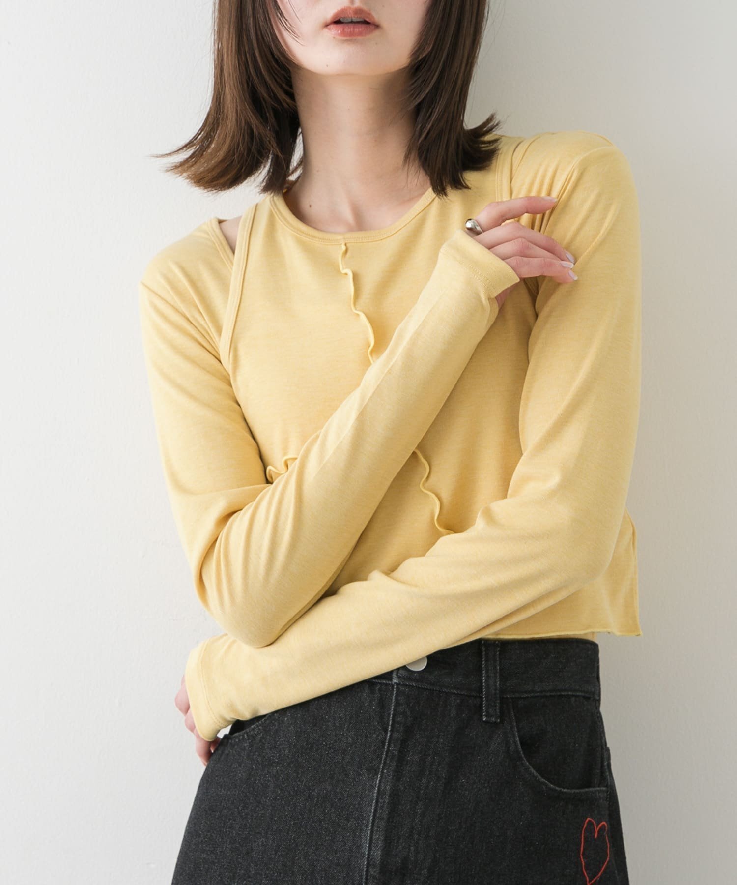 【センスオブプレイス/SENSE OF PLACE by URBAN RESEARCH】の2Pレイヤードメロートップ インテリア・キッズ・メンズ・レディースファッション・服の通販 founy(ファニー) 　ファッション　Fashion　レディースファッション　Fashion for Women　2025年　2025　2025春夏・S/S　Spring/Summer 2025 SS25　おすすめ　Recommended / Our Picks　スラックス　Slacks, Dress Pants　タンク　Tank Top, Sleeveless Top　ロング　Long, Long-Length　今季　This Season, Current Season　夏　Summer　S/S・春夏　SS, Spring/Summer, Warm Season　長袖　Long Sleeve, Full Sleeve　YELLOW|ID: prp329100004774833 ipo3291000000034608868