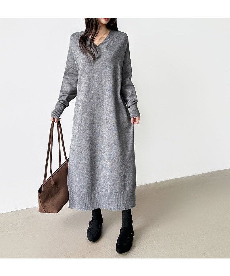 【ココモモ/COCOMOMO】の選べる2丈 Vネック ワンピース ロング丈 マキシ丈 ニットワンピース 長袖 インテリア・キッズ・メンズ・レディースファッション・服の通販 founy(ファニー) ファッション Fashion レディースファッション Fashion for Women ワンピース Dresses ニットワンピース Knit Dresses アクリル Acrylic Material インナー Innerwear タートルネック Turtleneck, High Neck デコルテ Décolleté, Neckline 長袖 Long Sleeve, Full Sleeve バランス Balance, Style Balance ペチコート Petticoat, Underskirt マキシ Maxi, Full Length ロング Long, Long-Length おすすめ Recommended / Our Picks グレー|ID: prp329100004774875 ipo3291000000035114573