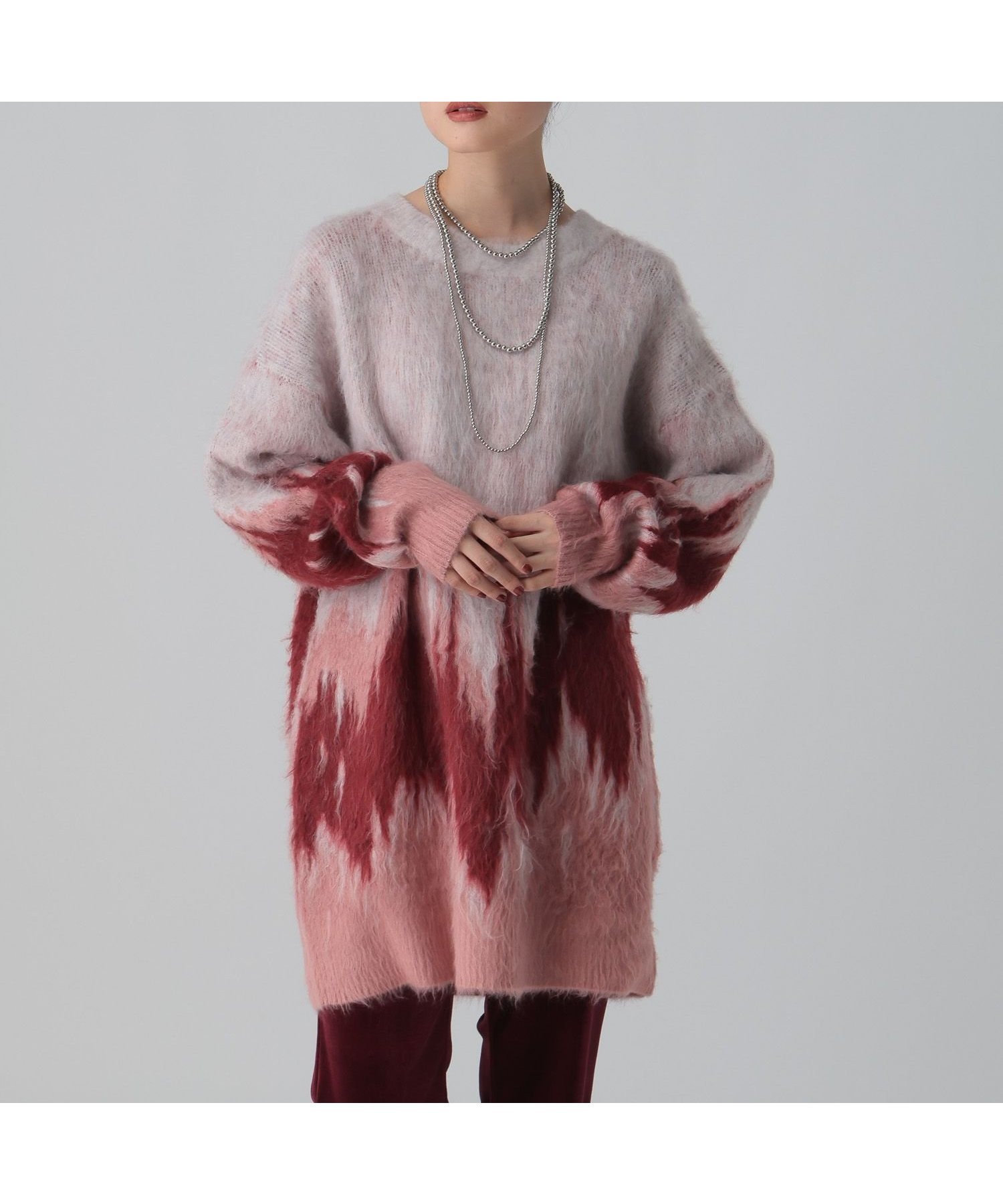 【レプシィム ローリーズファーム/LEPSIM LOWRYS FARM】のグラデーションニットチュニック インテリア・キッズ・メンズ・レディースファッション・服の通販 founy(ファニー) ファッション Fashion レディースファッション Fashion for Women トップス・カットソー Cut & Sew Tops ニット Knit Tops & Sweaters おすすめ Recommended / Our Picks グラデーション Gradient, Ombre チュニック Tunic, Long Top ワイド Wide, Wide Fit 冬 Winter / This Winter ピンクレッド25|ID: prp329100004774914 ipo3291000000034811011