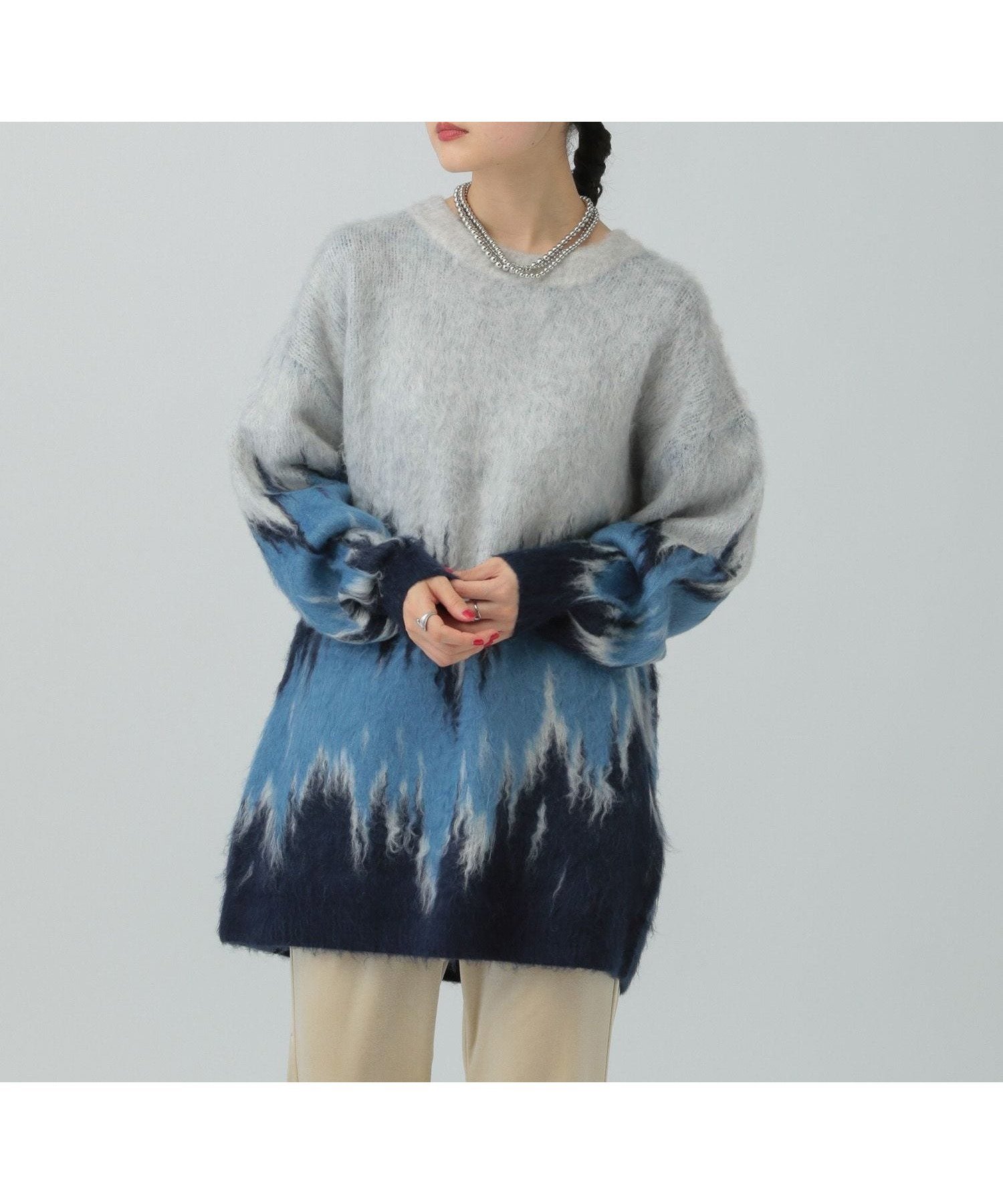 【レプシィム ローリーズファーム/LEPSIM LOWRYS FARM】のグラデーションニットチュニック インテリア・キッズ・メンズ・レディースファッション・服の通販 founy(ファニー) ファッション Fashion レディースファッション Fashion for Women トップス・カットソー Cut & Sew Tops ニット Knit Tops & Sweaters おすすめ Recommended / Our Picks グラデーション Gradient, Ombre チュニック Tunic, Long Top ワイド Wide, Wide Fit 冬 Winter / This Winter ブルー85|ID: prp329100004774914 ipo3291000000034838541