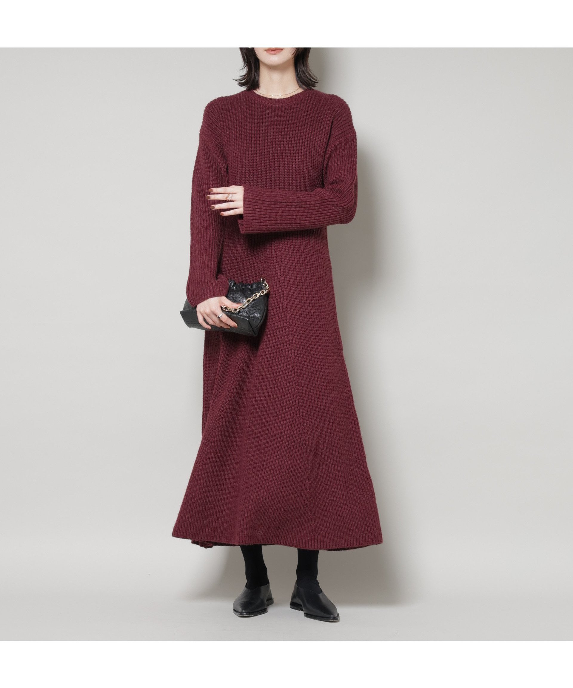 【ナノ ユニバース/nano universe】の片畦フレアニットワンピース インテリア・キッズ・メンズ・レディースファッション・服の通販 founy(ファニー) 　ファッション　Fashion　レディースファッション　Fashion for Women　ワンピース　Dresses　ニットワンピース　Knit Dresses　アクリル　Acrylic Material　ウォッシャブル　Machine Washable　畦　Ribbed Knit　ショート　Short, Short Length　シンプル　Simple, Minimal　スリーブ　Sleeve, Long Sleeve / Short Sleeve　フィット　Fit, Slim Fit　フレア　Flare, Flared　ロング　Long, Long-Length　冬　Winter / This Winter　アウトレット　Outlet / Clearance　おすすめ　Recommended / Our Picks　2025年　2025　2025-2026秋冬・A/W　Autumn/Winter 2025–26 AW25–26　ボルドー3|ID: prp329100004774919 ipo3291000000034610055