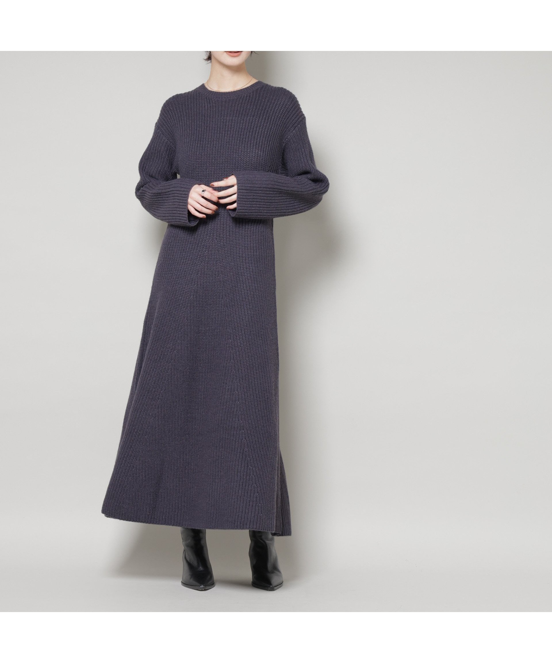 【ナノ ユニバース/nano universe】の片畦フレアニットワンピース インテリア・キッズ・メンズ・レディースファッション・服の通販 founy(ファニー) 　ファッション　Fashion　レディースファッション　Fashion for Women　ワンピース　Dresses　ニットワンピース　Knit Dresses　アクリル　Acrylic Material　ウォッシャブル　Machine Washable　畦　Ribbed Knit　ショート　Short, Short Length　シンプル　Simple, Minimal　スリーブ　Sleeve, Long Sleeve / Short Sleeve　フィット　Fit, Slim Fit　フレア　Flare, Flared　ロング　Long, Long-Length　冬　Winter / This Winter　アウトレット　Outlet / Clearance　おすすめ　Recommended / Our Picks　2025年　2025　2025-2026秋冬・A/W　Autumn/Winter 2025–26 AW25–26　ネイビー|ID: prp329100004774919 ipo3291000000034610057